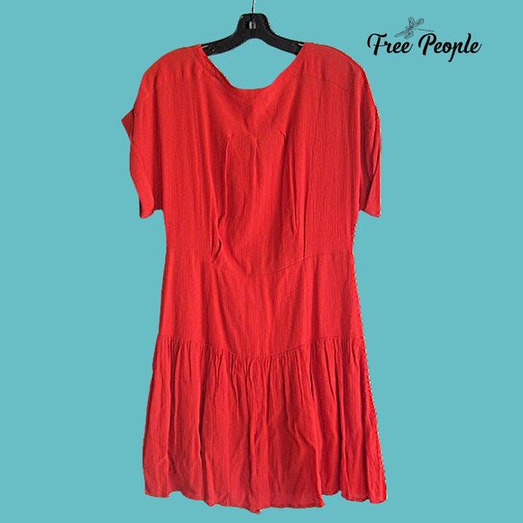 Free People NEW Cottagecore Drawstring Empire Drop Waist Cuff Sleeve Dress S - Picture 3 of 12
